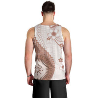 Bula Fiji Men Tank Top Brown Plumeria Masi Tapa Pattern LT05 - Polynesian Pride