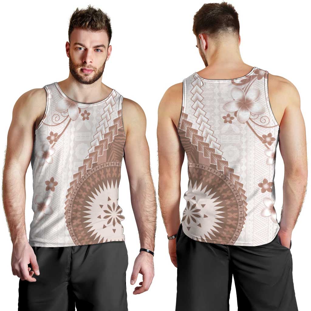 Bula Fiji Men Tank Top Brown Plumeria Masi Tapa Pattern LT05 - Polynesian Pride