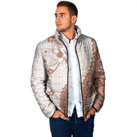 Bula Fiji Padded Jacket Brown Plumeria Masi Tapa Pattern LT05 - Polynesian Pride