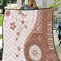 Bula Fiji Quilt Brown Plumeria Masi Tapa Pattern - Polynesian Pride