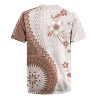 Bula Fiji Rugby Jersey Brown Plumeria Masi Tapa Pattern - Polynesian Pride
