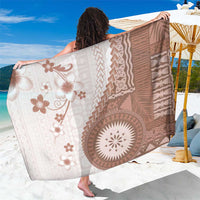 Bula Fiji Sarong Brown Plumeria Masi Tapa Pattern - Polynesian Pride