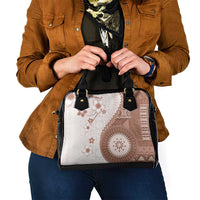 Bula Fiji Shoulder Handbag Brown Plumeria Masi Tapa Pattern LT05 - Polynesian Pride