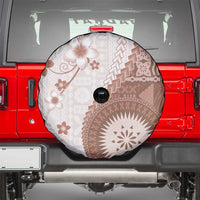 Bula Fiji Spare Tire Cover Brown Plumeria Masi Tapa Pattern - Polynesian Pride