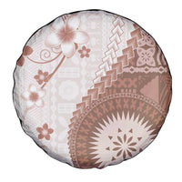 Bula Fiji Spare Tire Cover Brown Plumeria Masi Tapa Pattern - Polynesian Pride