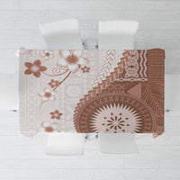 Bula Fiji Tablecloth Brown Plumeria Masi Tapa Pattern LT05 Brown - Polynesian Pride