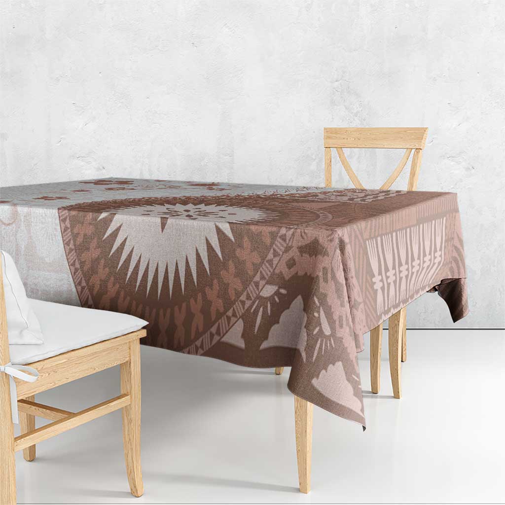 Bula Fiji Tablecloth Brown Plumeria Masi Tapa Pattern LT05 - Polynesian Pride