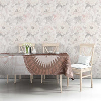 Bula Fiji Tablecloth Brown Plumeria Masi Tapa Pattern LT05 - Polynesian Pride