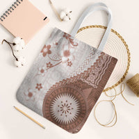 Bula Fiji Tote Bag Brown Plumeria Masi Tapa Pattern - Polynesian Pride