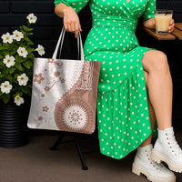 Bula Fiji Tote Bag Brown Plumeria Masi Tapa Pattern - Polynesian Pride