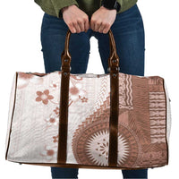 Bula Fiji Travel Bag Brown Plumeria Masi Tapa Pattern - Polynesian Pride