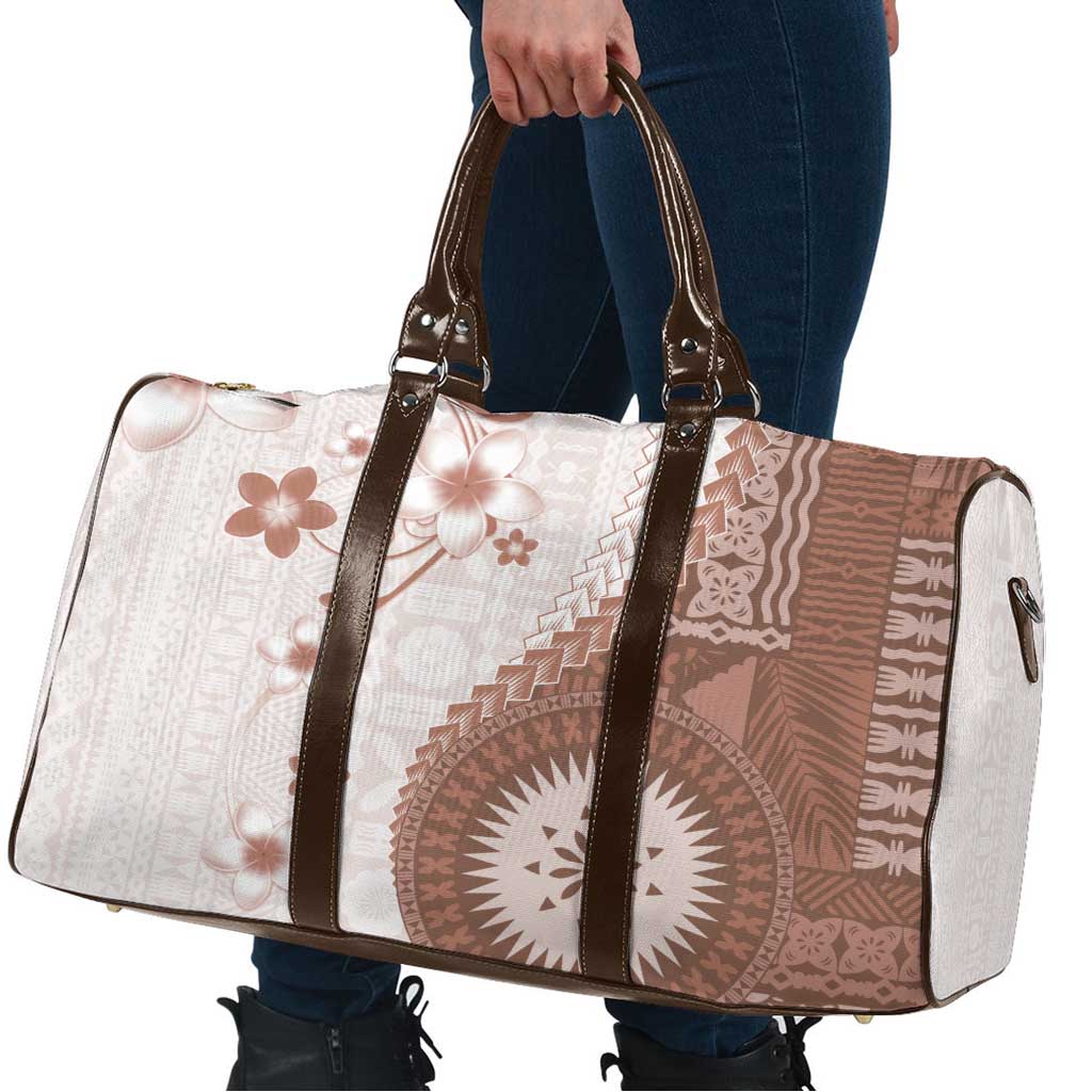 Bula Fiji Travel Bag Brown Plumeria Masi Tapa Pattern - Polynesian Pride