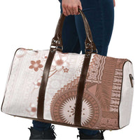 Bula Fiji Travel Bag Brown Plumeria Masi Tapa Pattern - Polynesian Pride