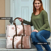 Bula Fiji Travel Bag Brown Plumeria Masi Tapa Pattern - Polynesian Pride