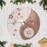 Bula Fiji Tree Skirt Brown Plumeria Masi Tapa Pattern - Polynesian Pride