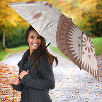 Bula Fiji Umbrella Brown Plumeria Masi Tapa Pattern LT05 - Polynesian Pride