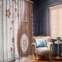 Bula Fiji Window Curtain Brown Plumeria Masi Tapa Pattern - Polynesian Pride
