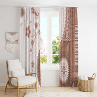 Bula Fiji Window Curtain Brown Plumeria Masi Tapa Pattern - Polynesian Pride