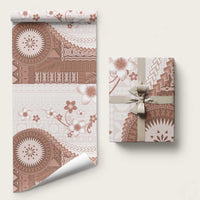 Bula Fiji Wrapping Paper Brown Plumeria Masi Tapa Pattern LT05 58" × 23" Brown - Polynesian Pride