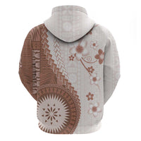 Bula Fiji Zip Hoodie Brown Plumeria Masi Tapa Pattern LT05 - Polynesian Pride