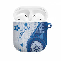 Bula Fiji AirPods Case Blue Plumeria Masi Tapa Pattern - Polynesian Pride