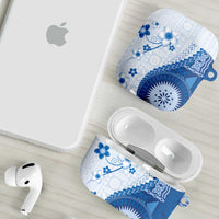 Bula Fiji AirPods Case Blue Plumeria Masi Tapa Pattern - Polynesian Pride