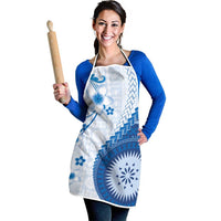 Bula Fiji Apron Blue Plumeria Masi Tapa Pattern - Polynesian Pride
