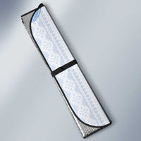 Bula Fiji Auto Sun Shade Blue Plumeria Masi Tapa Pattern - Polynesian Pride