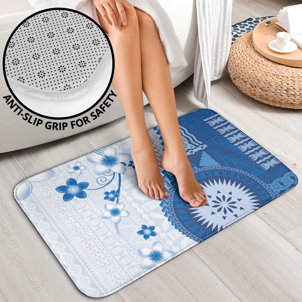 Bula Fiji Bathroom Set Blue Plumeria Masi Tapa Pattern LT05 - Polynesian Pride