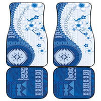 Bula Fiji Car Mats Blue Plumeria Masi Tapa Pattern LT05 - Polynesian Pride