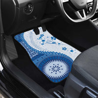 Bula Fiji Car Mats Blue Plumeria Masi Tapa Pattern LT05 - Polynesian Pride
