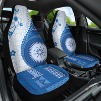 Bula Fiji Car Seat Cover Blue Plumeria Masi Tapa Pattern - Polynesian Pride