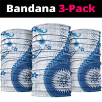 Bula Fiji Neck Gaiter Blue Plumeria Masi Tapa Pattern - Polynesian Pride