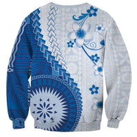 Bula Fiji Sweatshirt Blue Plumeria Masi Tapa Pattern LT05 - Polynesian Pride