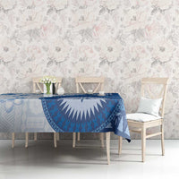 Bula Fiji Tablecloth Blue Plumeria Masi Tapa Pattern - Polynesian Pride