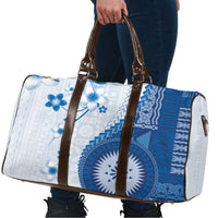 Bula Fiji Travel Bag Blue Plumeria Masi Tapa Pattern - Polynesian Pride