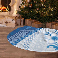 Bula Fiji Tree Skirt Blue Plumeria Masi Tapa Pattern - Polynesian Pride