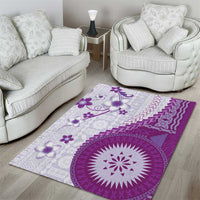 Bula Fiji Area Rug Violet Plumeria Masi Tapa Pattern - Polynesian Pride