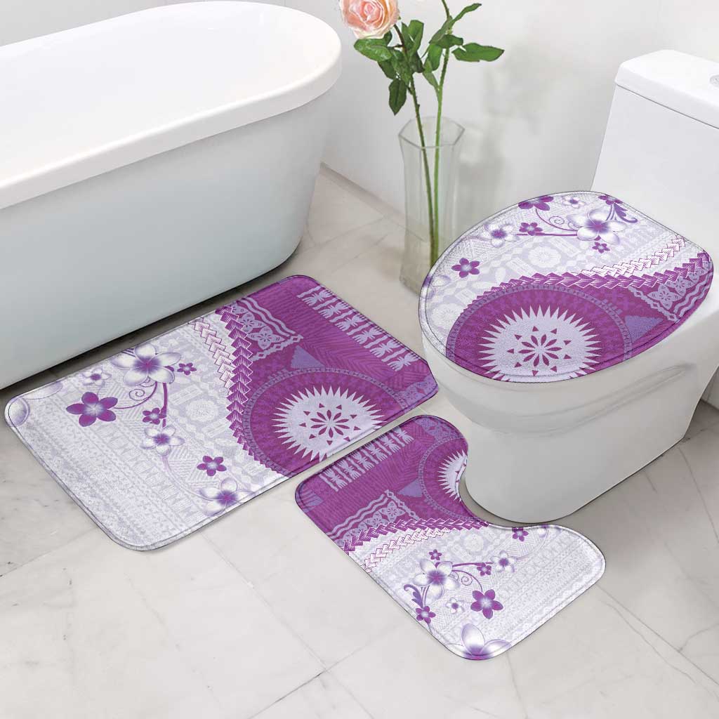 Bula Fiji Bathroom Set Violet Plumeria Masi Tapa Pattern LT05 - Polynesian Pride