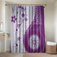 Bula Fiji Bathroom Set Violet Plumeria Masi Tapa Pattern LT05 Shower Curtain Only Violet - Polynesian Pride