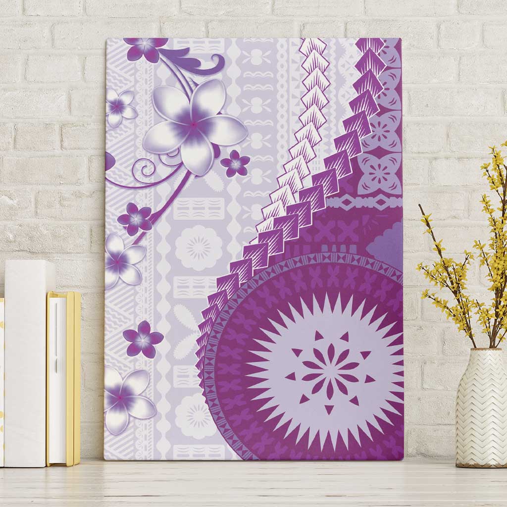 Bula Fiji Canvas Wall Art Violet Plumeria Masi Tapa Pattern - Polynesian Pride