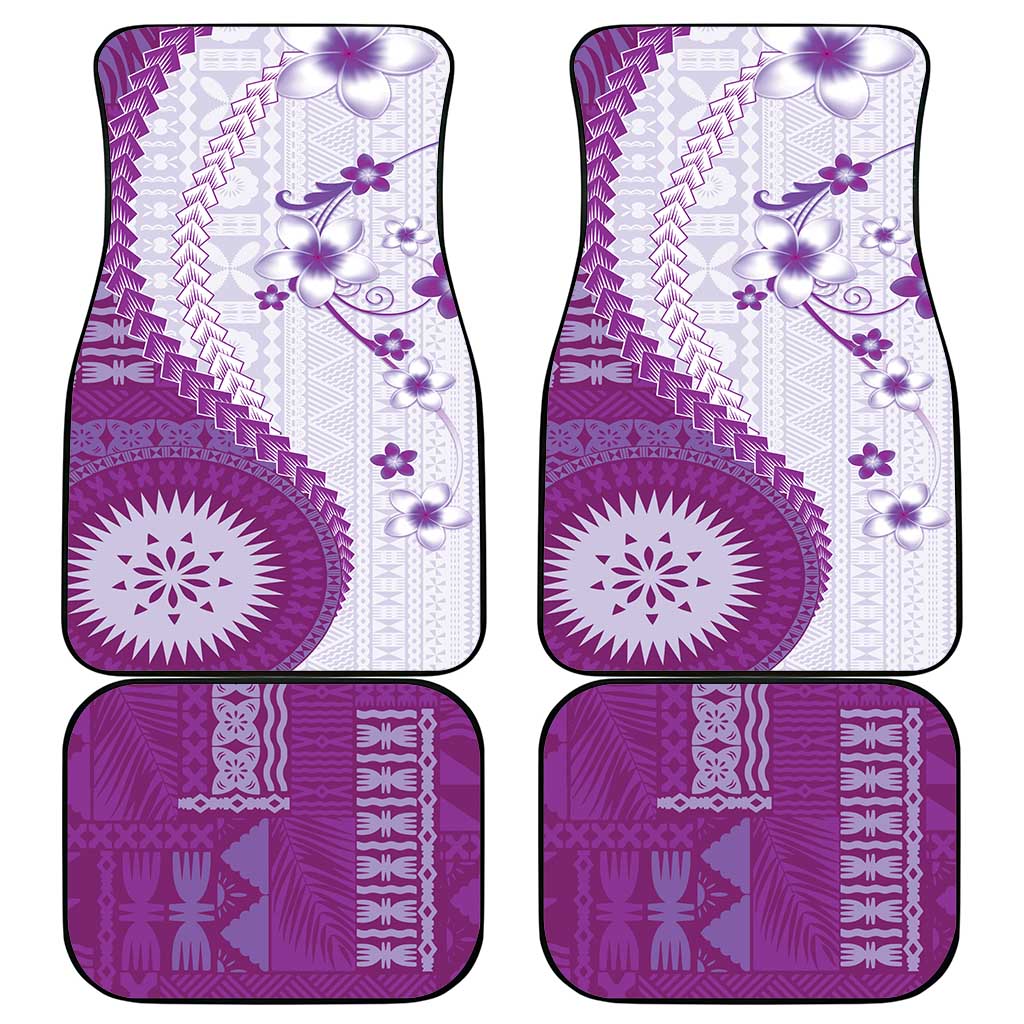 Bula Fiji Car Mats Violet Plumeria Masi Tapa Pattern LT05 - Polynesian Pride