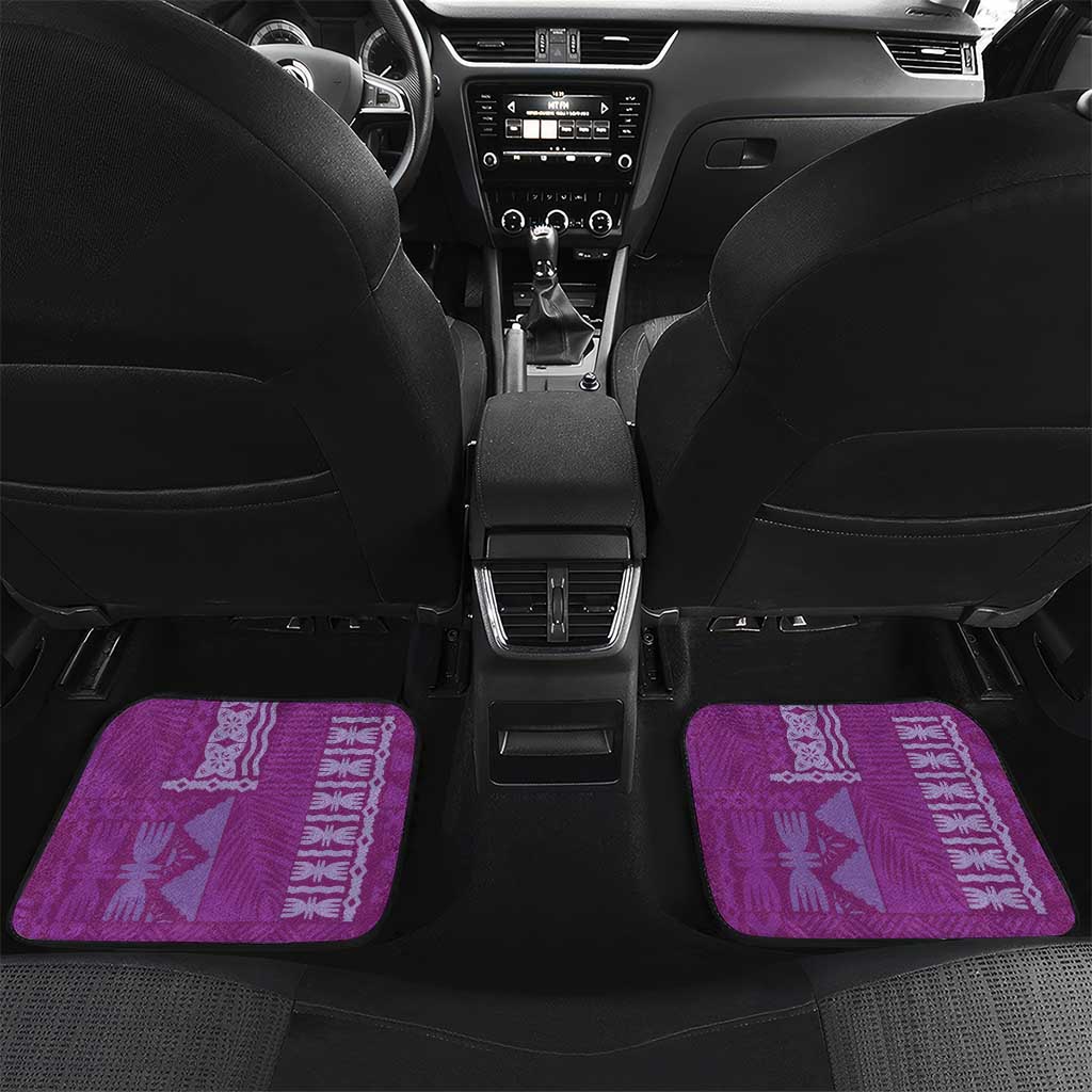 Bula Fiji Car Mats Violet Plumeria Masi Tapa Pattern LT05 Set 2pcs - Back Violet - Polynesian Pride