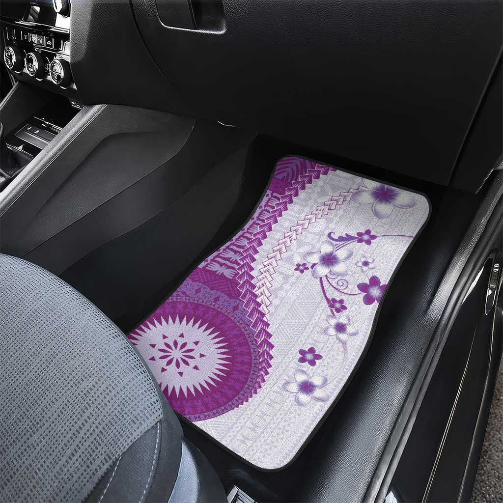 Bula Fiji Car Mats Violet Plumeria Masi Tapa Pattern LT05 - Polynesian Pride