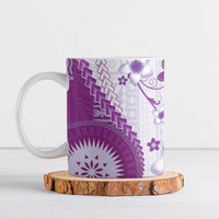 Bula Fiji Ceramic Mug Violet Plumeria Masi Tapa Pattern - Polynesian Pride