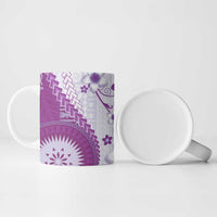Bula Fiji Ceramic Mug Violet Plumeria Masi Tapa Pattern - Polynesian Pride