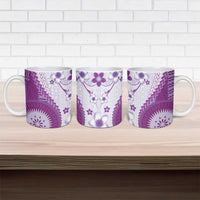 Bula Fiji Ceramic Mug Violet Plumeria Masi Tapa Pattern - Polynesian Pride