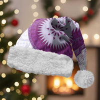 Bula Fiji Christmas Santa Hat Violet Plumeria Masi Tapa Pattern - Polynesian Pride