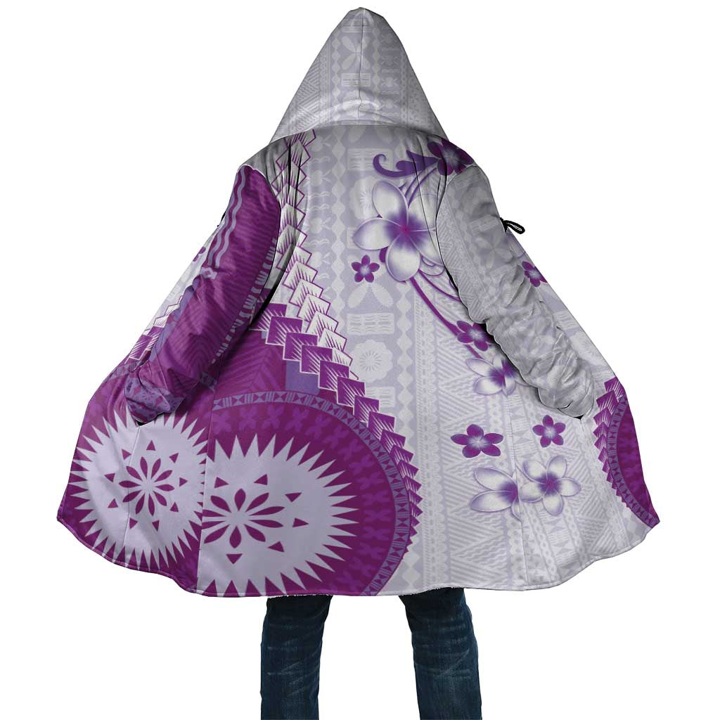 Bula Fiji Cloak Violet Plumeria Masi Tapa Pattern - Polynesian Pride
