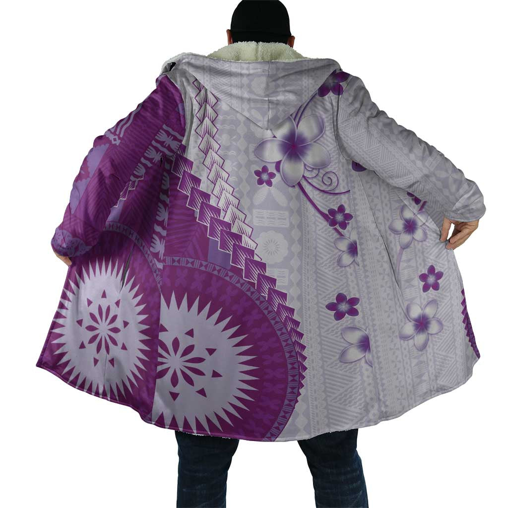 Bula Fiji Cloak Violet Plumeria Masi Tapa Pattern - Polynesian Pride